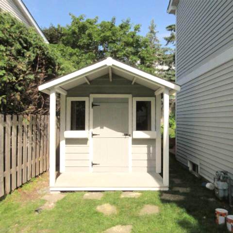 8 x 10 high classic with 4 foot gable porch.